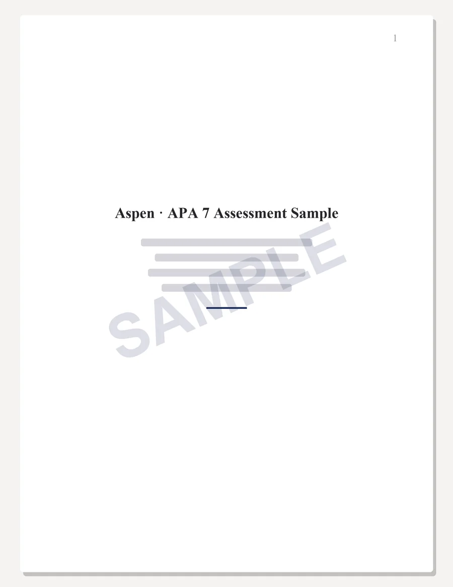 Aspen sample paper preview: APA 7 title page, written to the scoring guide